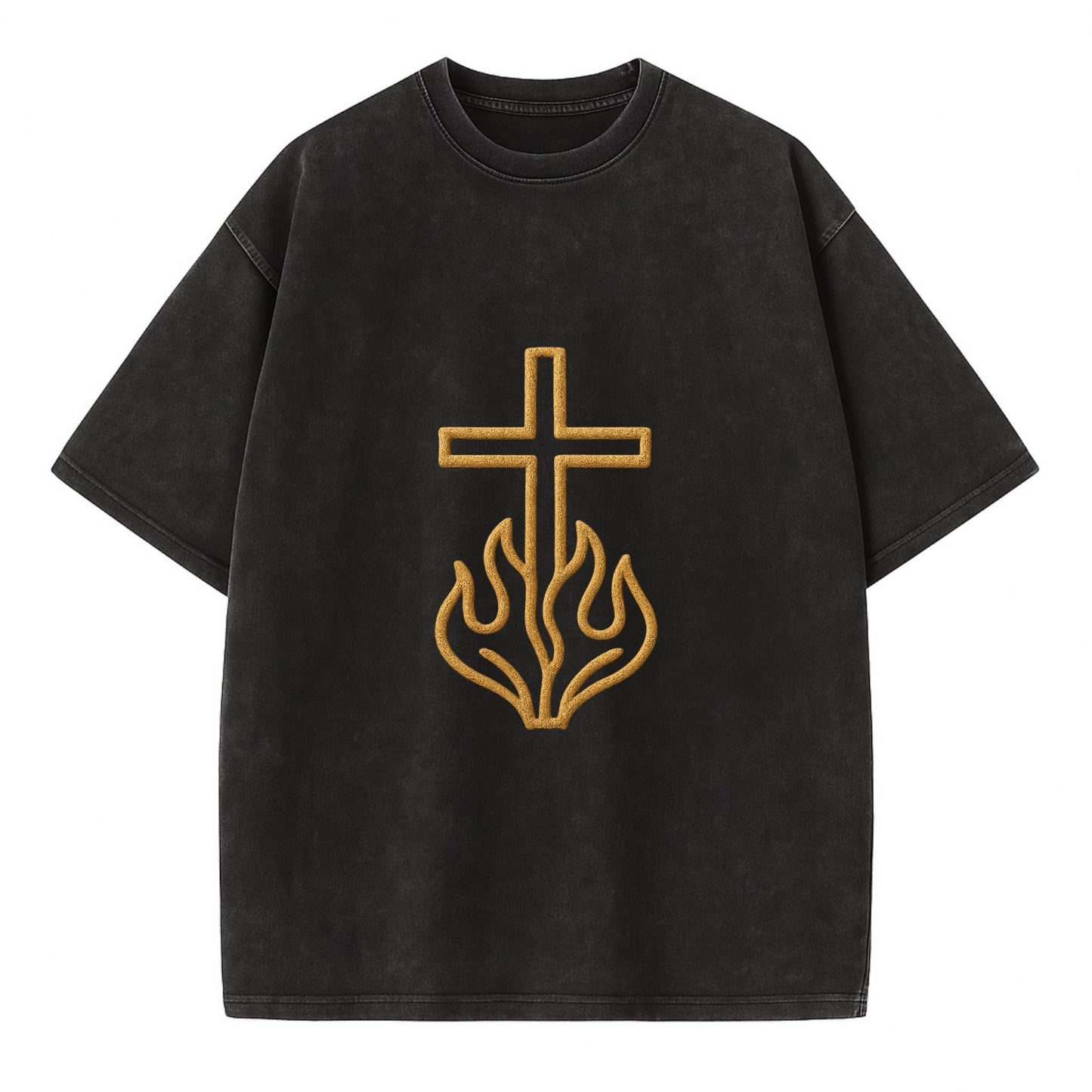 Burning Bush Cross  - Vintage T-shirt - Black