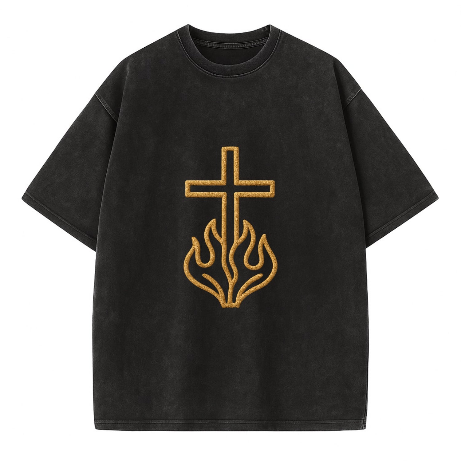Burning Bush Cross  - Vintage T-shirt - Black