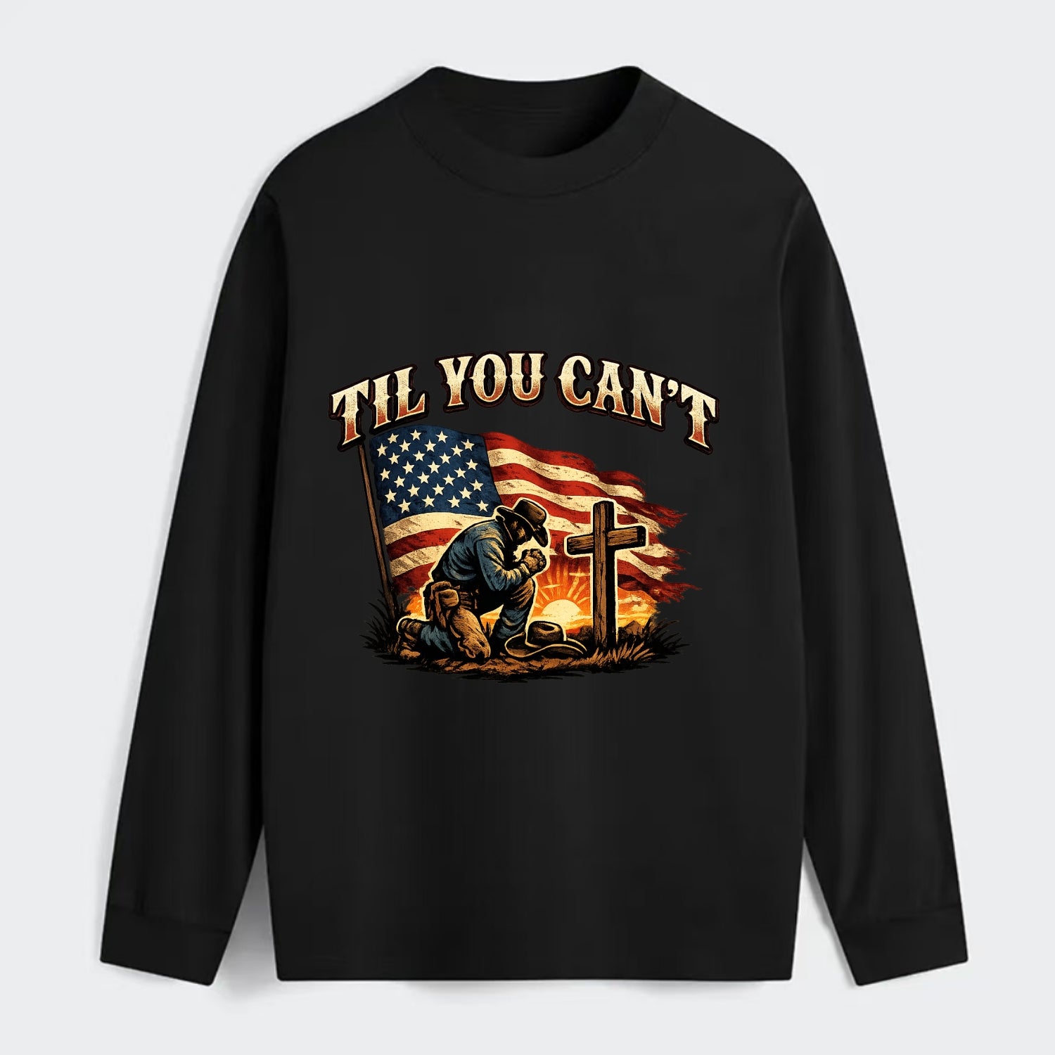Til You Cant - Praying Cowboy - Classic Long Sleeve Shirt - Black