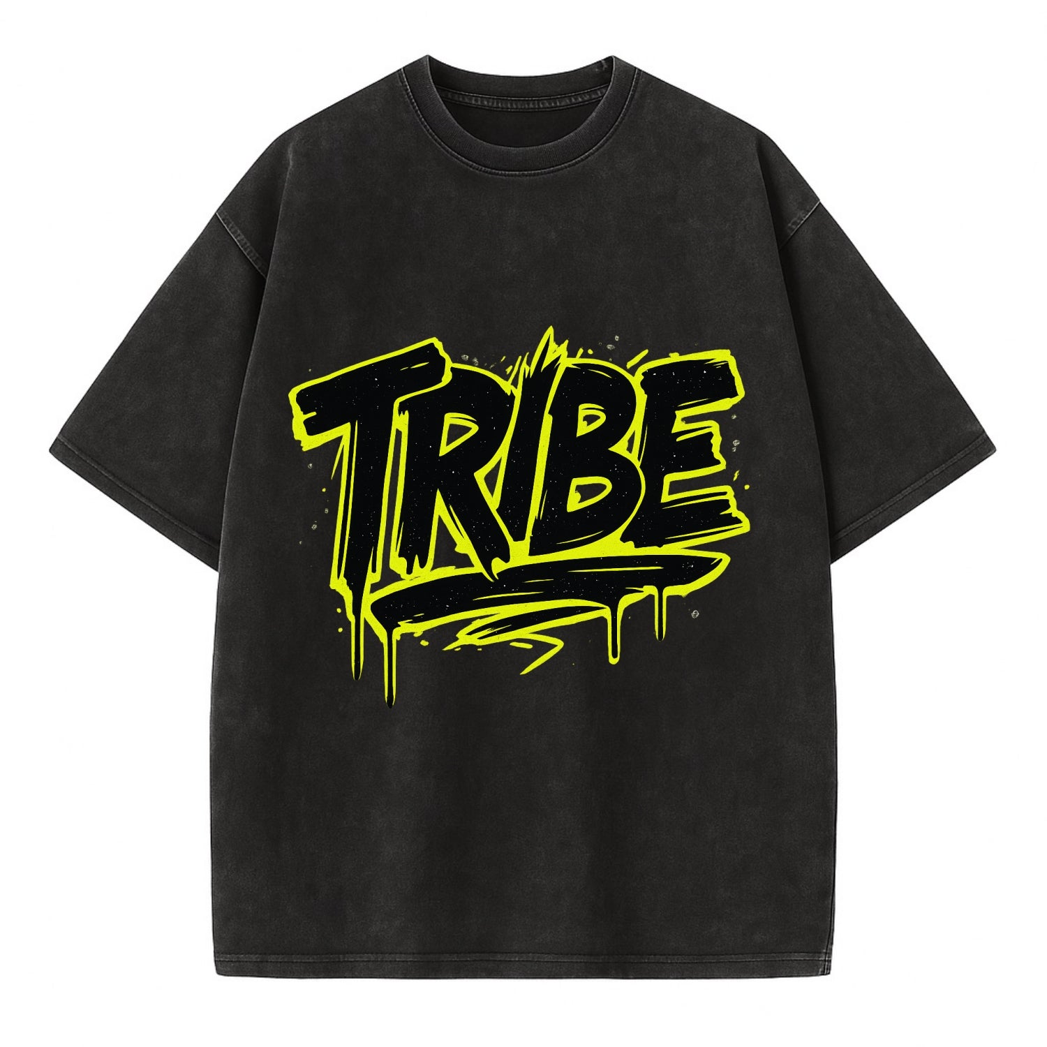 Bold typography design - "TRIBE" - your community, your group - Vintage T-shirt - Black