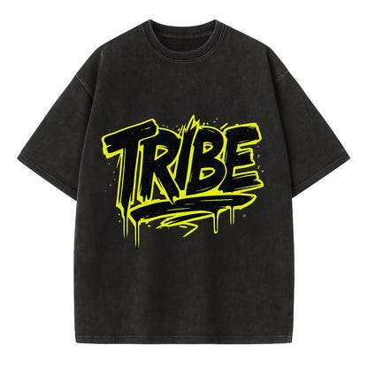 Bold typography design - "TRIBE" - your community, your group - Vintage T-shirt - Black