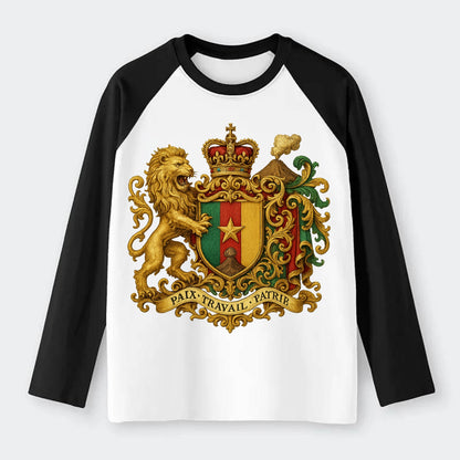 Cameroon Royal Logo  - Raglan Long Sleeve T-Shirt - Black