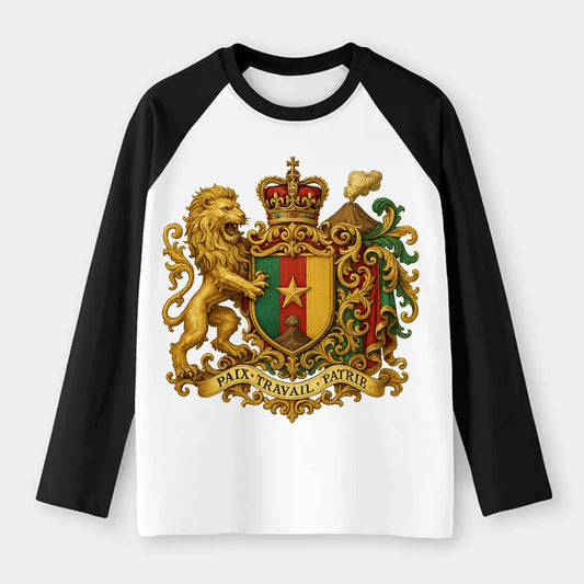 Cameroon Royal Logo  - Raglan Long Sleeve T-Shirt - Black
