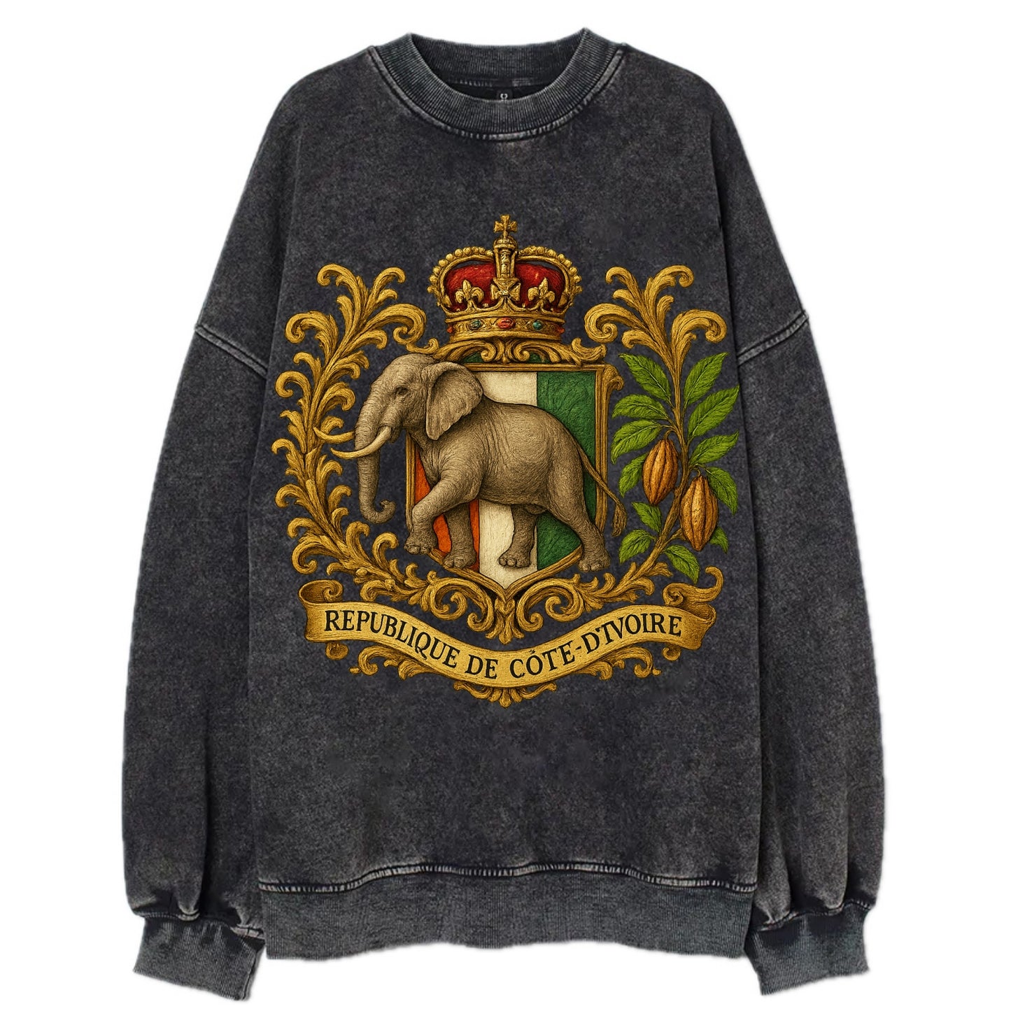 Ivory Coast Heritage Badge  - Vintage Sweatshirt - Black
