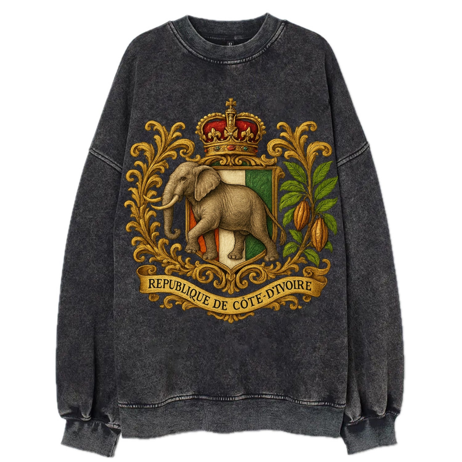 Ivory Coast Heritage Badge  - Vintage Sweatshirt - Black