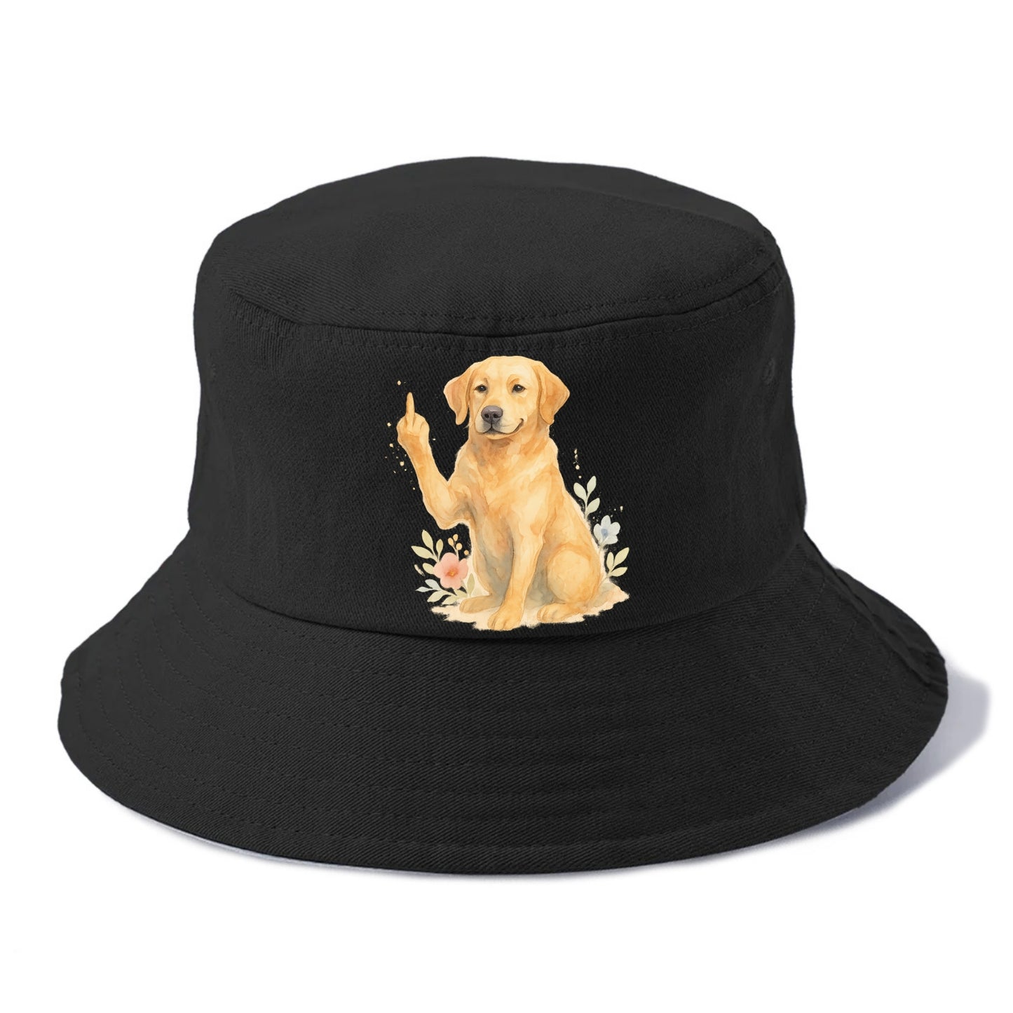 Labrador Retriever yellow sitting pretty, friendly face, strong paw up with sass - Bucket Hat - Black
