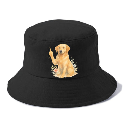 Labrador Retriever yellow sitting pretty, friendly face, strong paw up with sass - Bucket Hat - Black