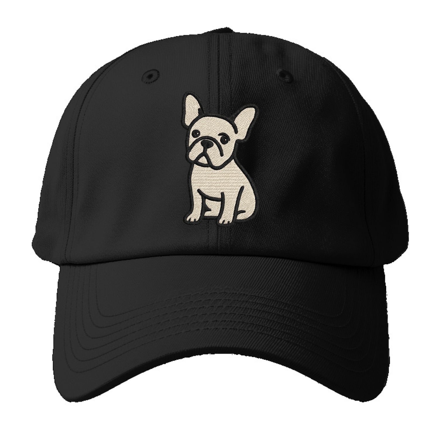 French Bulldog - Head tilt one ear up - Baseball Cap For Big Heads - Black