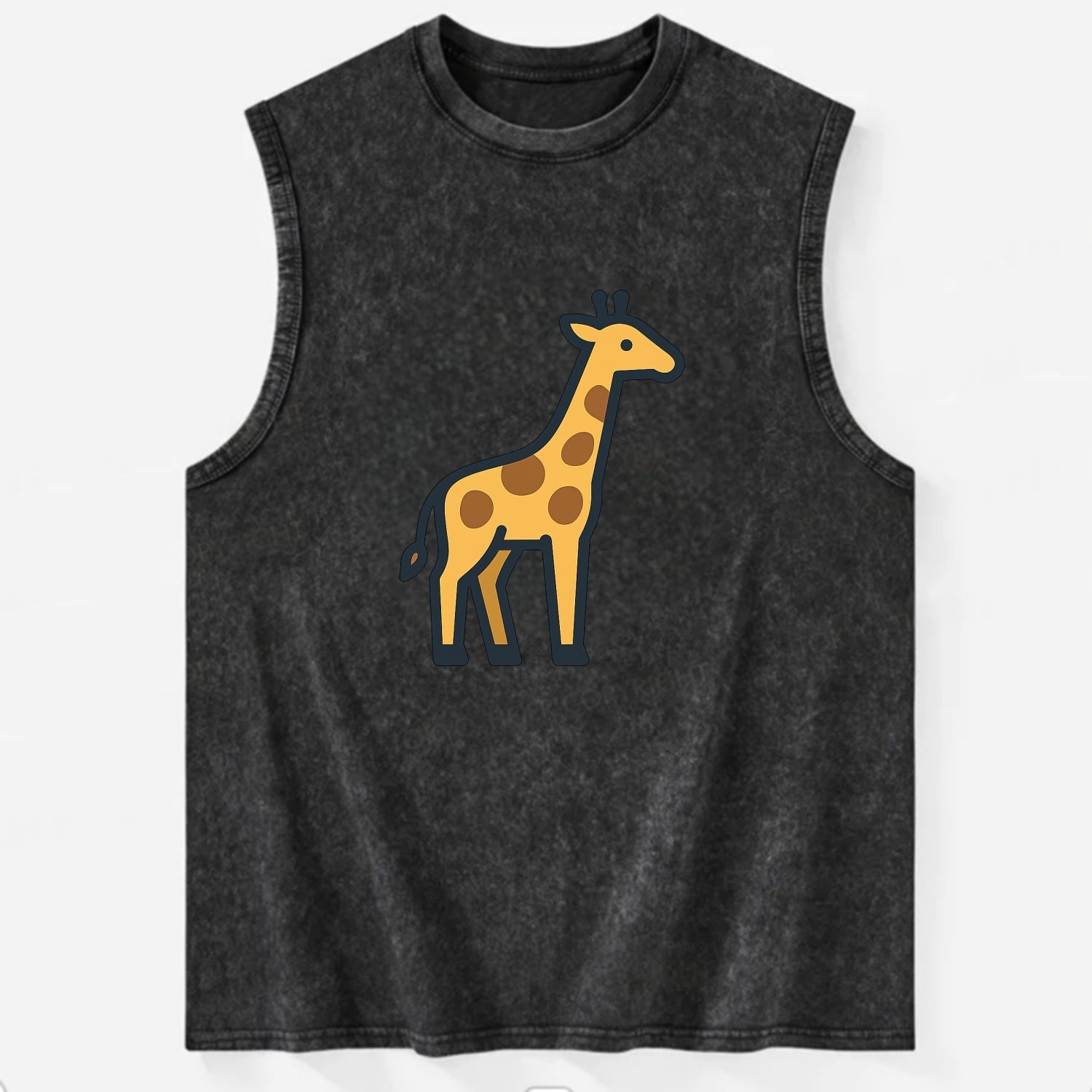 Giraffe - Yellow with brown patches flat side profile - Vintage Washed Tank - Black