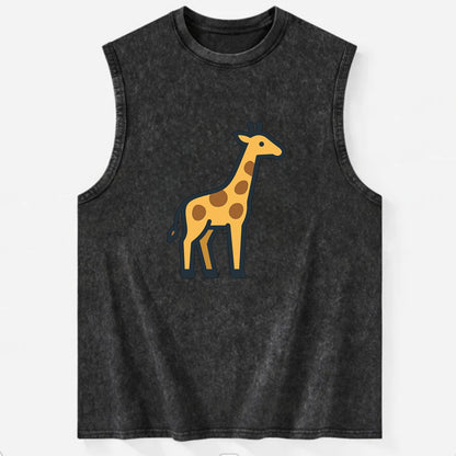 Giraffe - Yellow with brown patches flat side profile - Vintage Washed Tank - Black