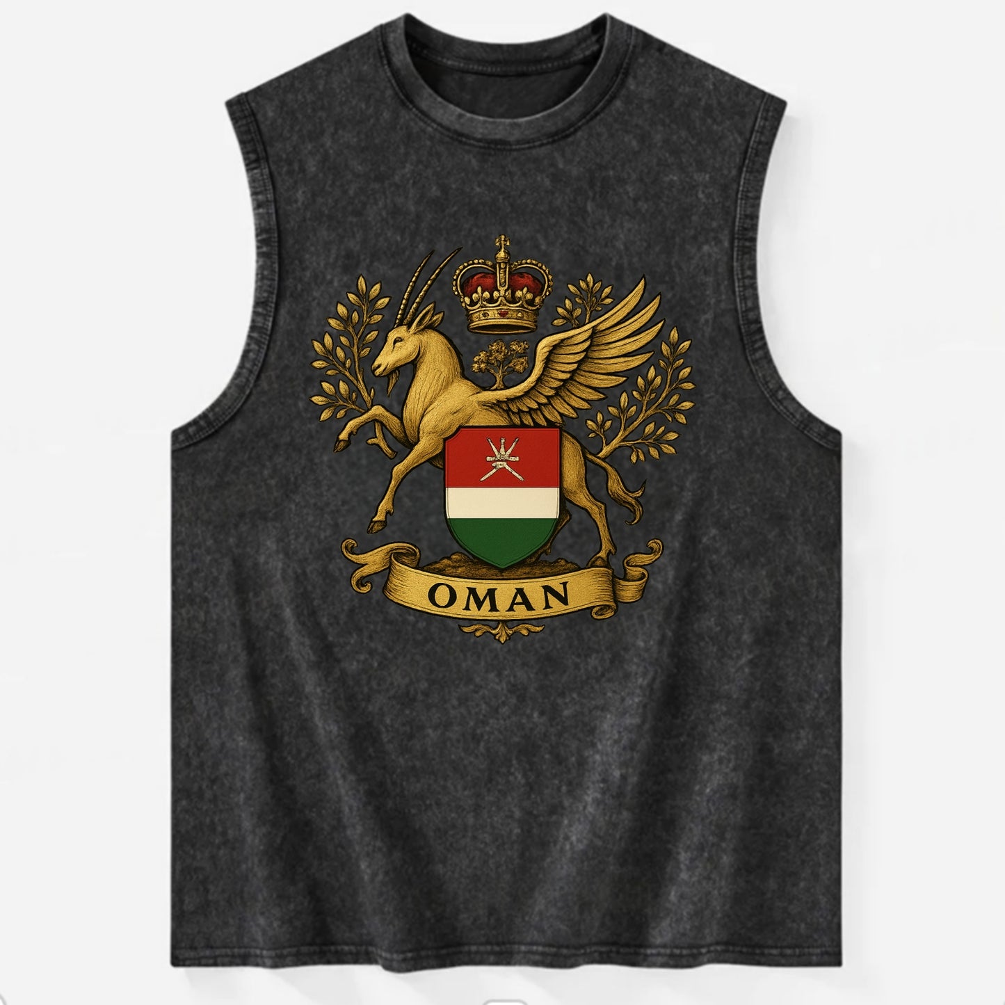 Oman Heritage Badge  - Vintage Washed Tank - Black