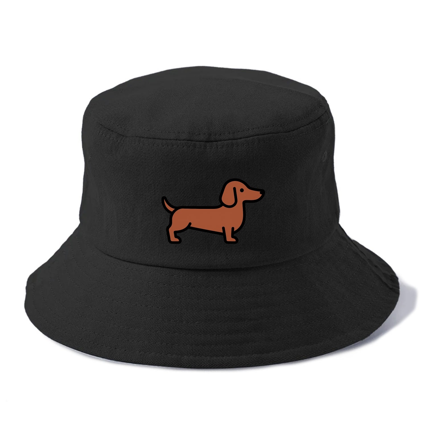 Dachshund - Red/brown smooth flat side profile - Bucket Hat - Black