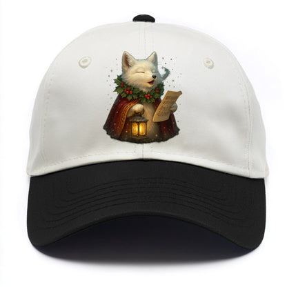 Snowbound Arctic Fox Caroler  - Two Tone Cap - Black