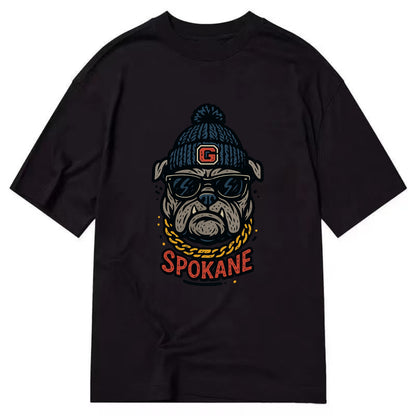 Spokane Bulldog wearing Gonzaga beanie with G patch - Classic T-shirt - Black