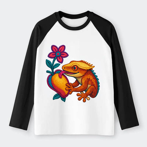 Crested Gecko - Raglan Long Sleeve T-Shirt