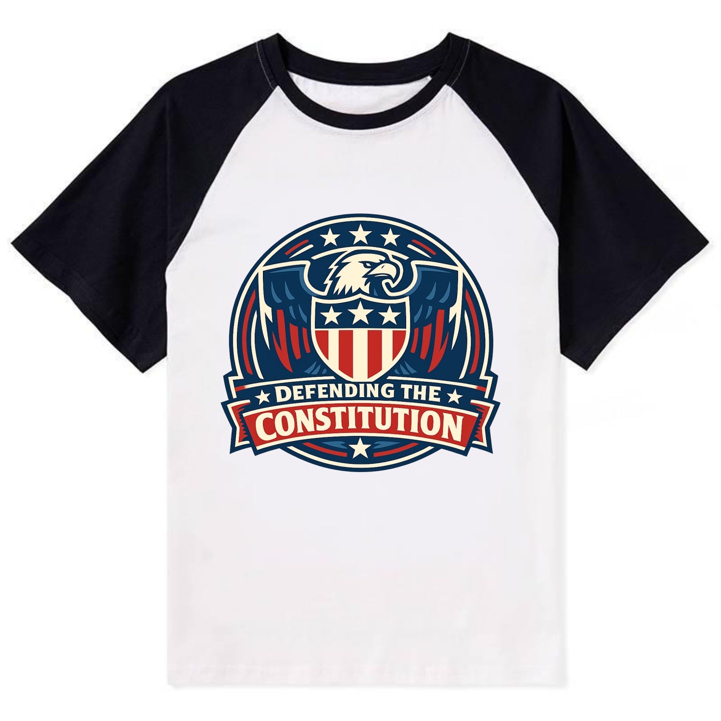 Defend Constitution - Contrast Raglan T-shirt - Black