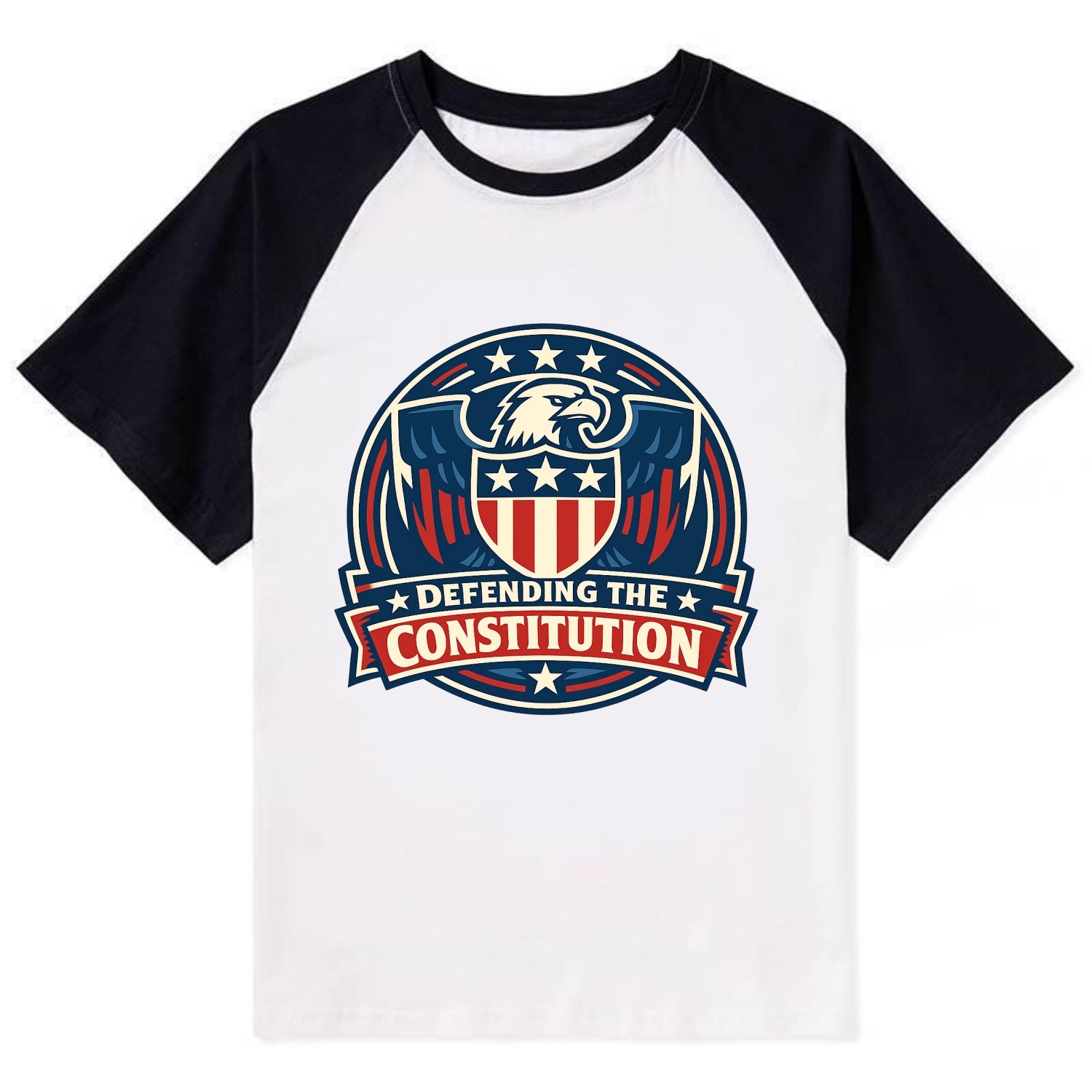 Defend Constitution - Contrast Raglan T-shirt - Black