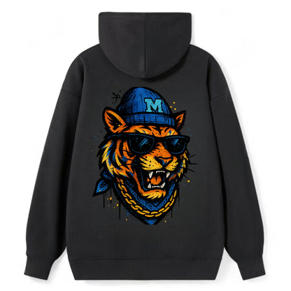 Memphis Tiger wearing Memphis beanie with M patch - Classic Pullover Hoodie - Black