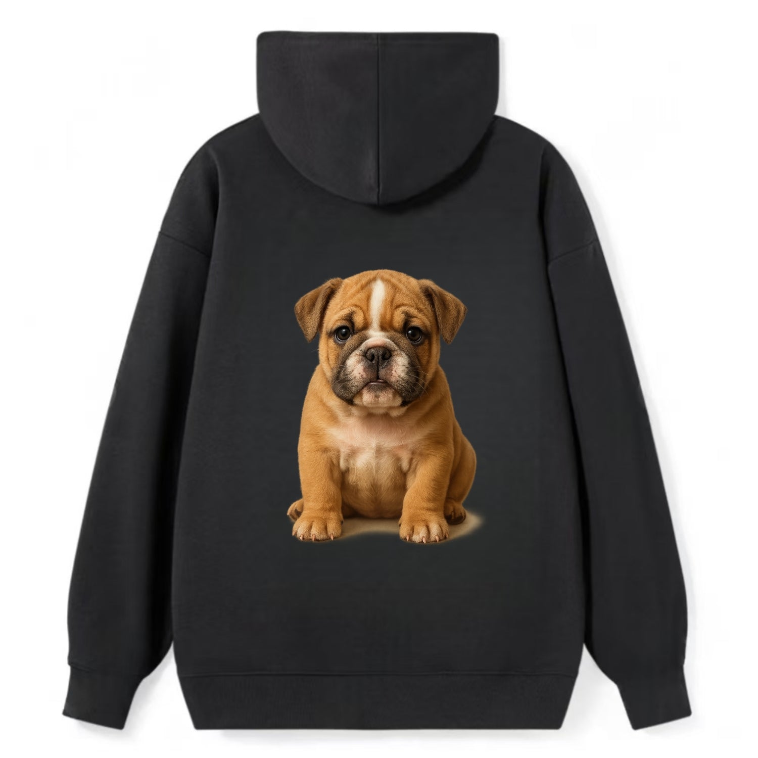 Baby Bulldog Puppy - wrinkly face, underbite, stocky body, gentle eyes, - Classic Pullover Hoodie - Black