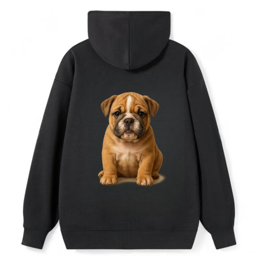 Baby Bulldog Puppy - wrinkly face, underbite, stocky body, gentle eyes, - Classic Pullover Hoodie - Black