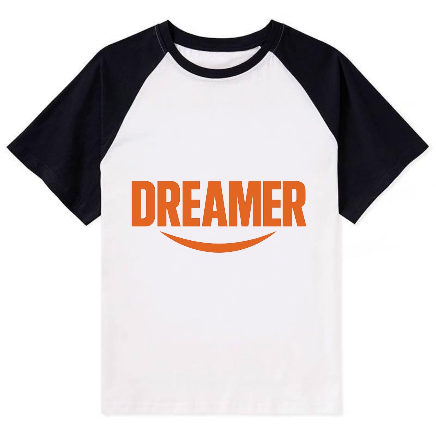 Bold typography design - "DREAMER" - imagination, seeing possibilities - Contrast Raglan T-shirt - Black