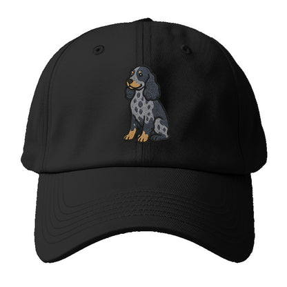 English Cocker Spaniel - Blue roan embroidered sitting pose - Baseball Cap For Big Heads - Black