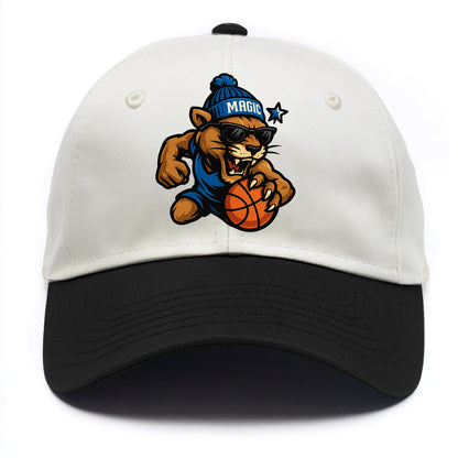 Florida Panther wearing Magic beanie with star wand patch and wayfarer sunglasses - Two Tone Cap - Black