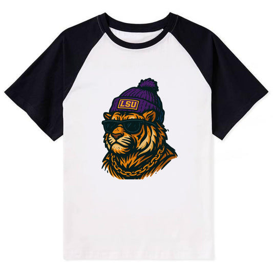 LSU Mike Tiger - Contrast Raglan T-shirt - Black