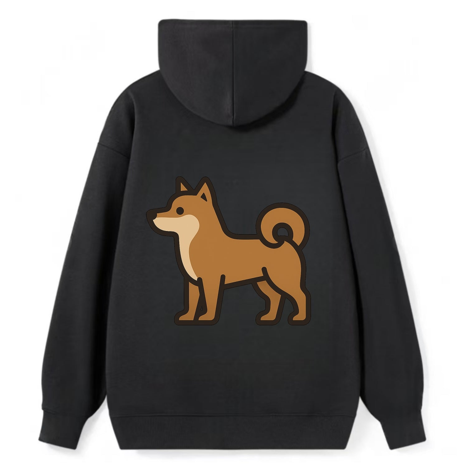Shiba Inu - Red sesame flat side profile - Classic Pullover Hoodie - Black