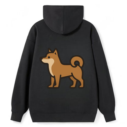 Shiba Inu - Red sesame flat side profile - Classic Pullover Hoodie - Black