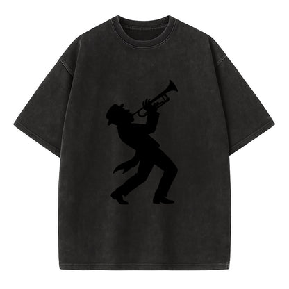 Trumpet player hitting high note - Vintage T-shirt - Black