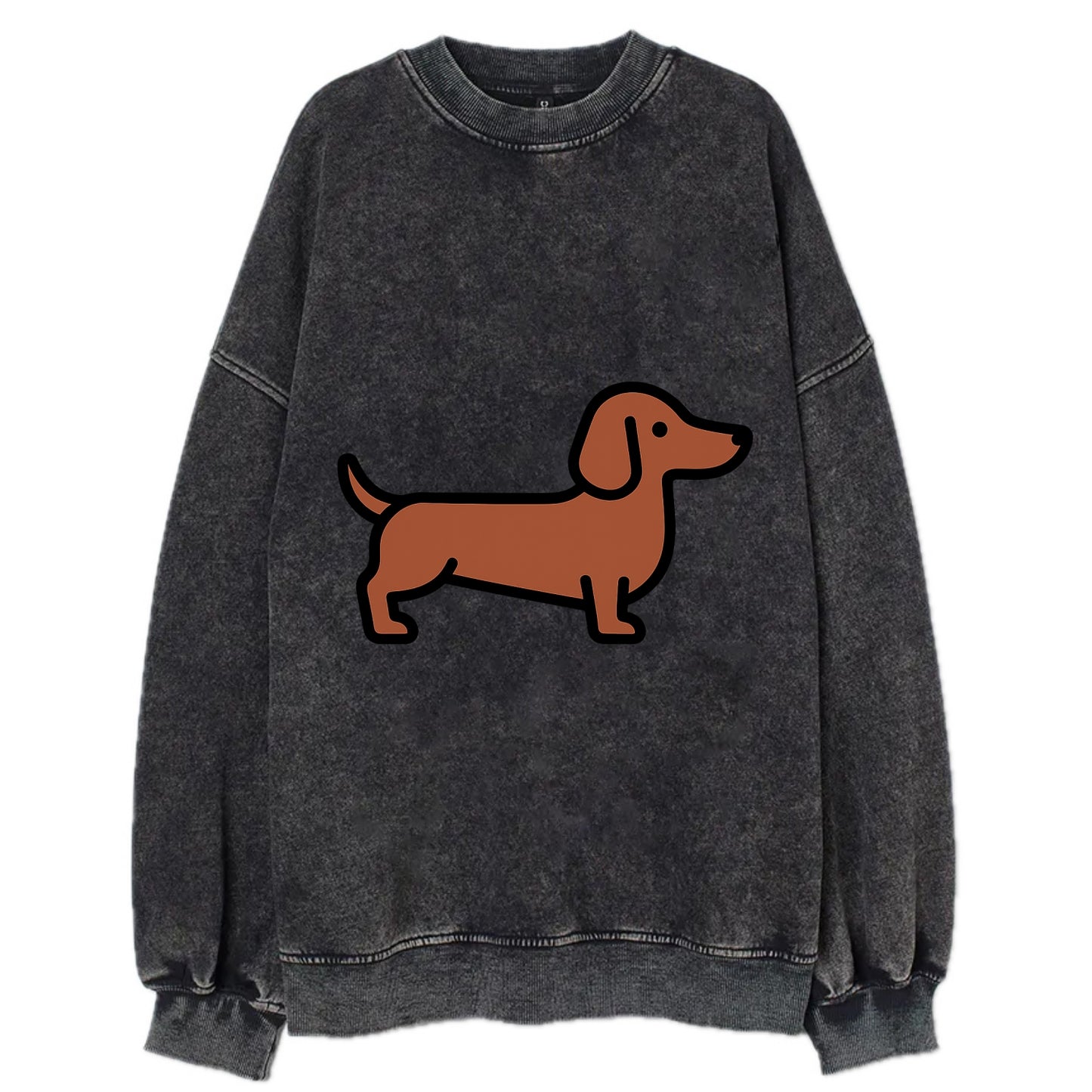 Dachshund - Red/brown smooth flat side profile - Vintage Sweatshirt - Black