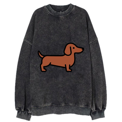 Dachshund - Red/brown smooth flat side profile - Vintage Sweatshirt - Black