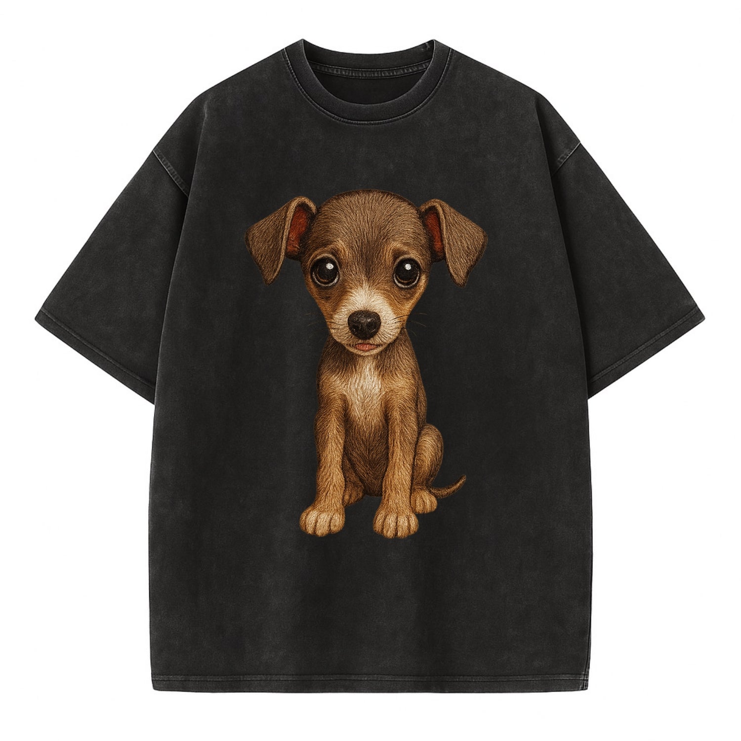 Baby Italian Greyhound Puppy - sleek tiny body, long legs, gentle eyes, - Vintage T-shirt - Black