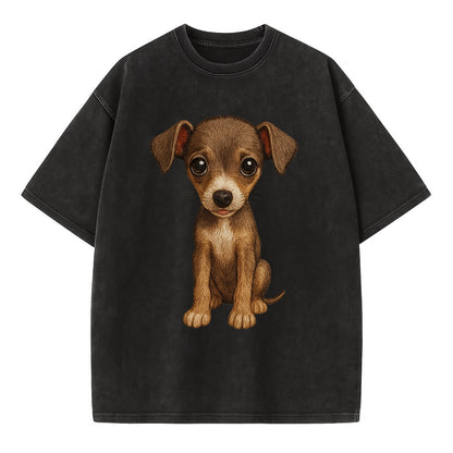 Baby Italian Greyhound Puppy - sleek tiny body, long legs, gentle eyes, - Vintage T-shirt - Black