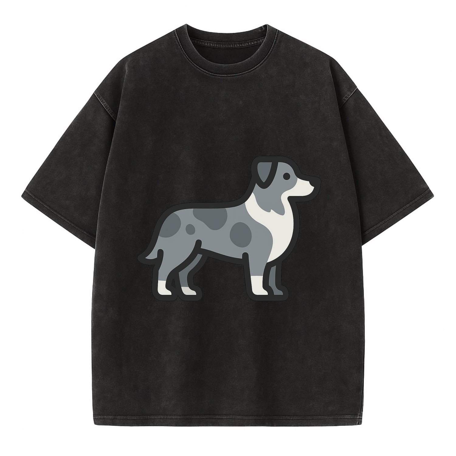 Australian Shepherd - Blue merle flat side profile - Vintage T-shirt - Black