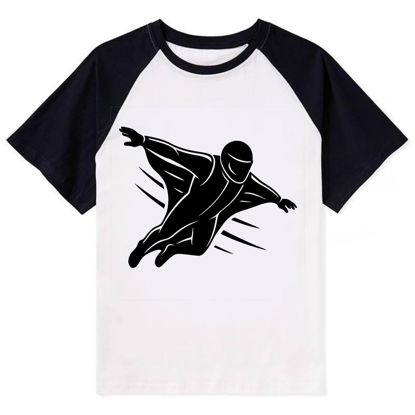 Wingsuit flyer gliding - Contrast Raglan T-shirt - Black