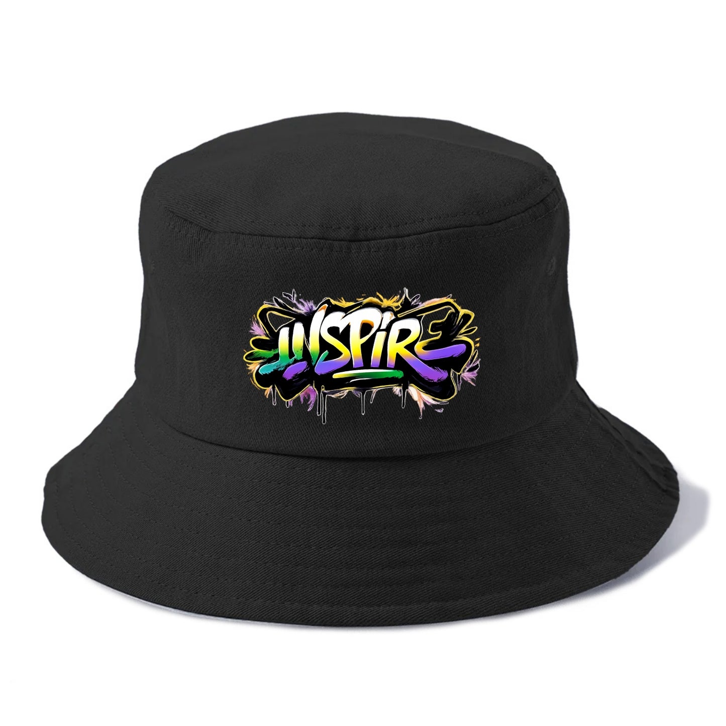 Bold typography design - "INSPIRE" - motivating others, being the spark - Bucket Hat - Black