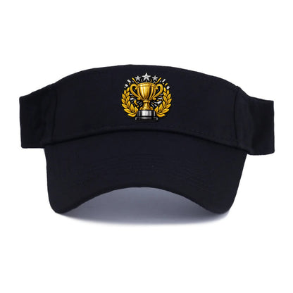 Embroidered patch design - CHAMPIONSHIP TROPHY - golden trophy cup with laurels in gold - Visor - Black