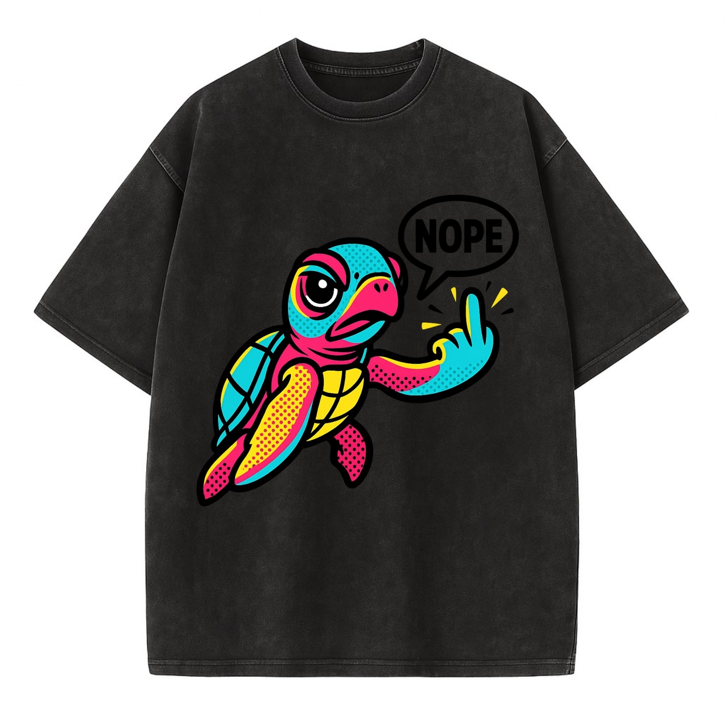 baby sea turtle swimming gracefully, one flipper extended sassily - Vintage T-shirt - Black