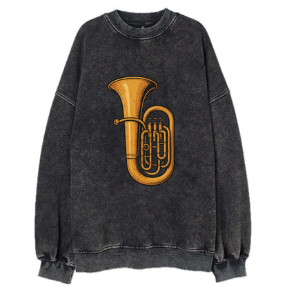 Tuba with large brass bell - Vintage Sweatshirt - Black
