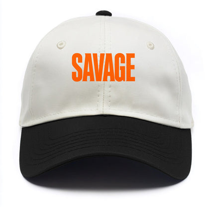 Bold typography design - "SAVAGE" - fierce attitude, taking no prisoners - Two Tone Cap - Black