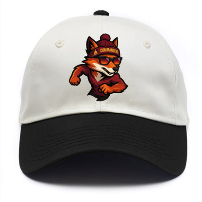 Washington Fox wearing Commanders beanie with Capitol patch and wayfarer sunglasses - Two Tone Cap - Black