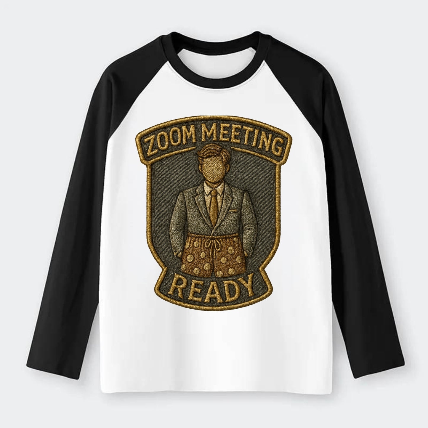 Zoom Meeting Ready  - Raglan Long Sleeve T-Shirt - Black