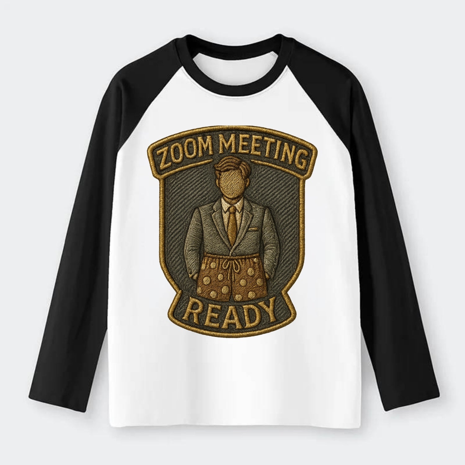 Zoom Meeting Ready  - Raglan Long Sleeve T-Shirt - Black