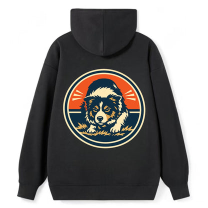 Focused Border Collie Emblem - Classic Pullover Hoodie - Black