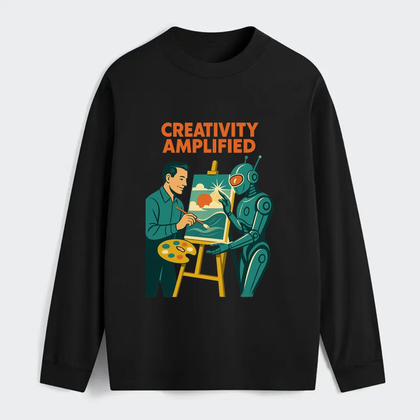 Artist and AI creating beautiful masterpiece together - "Creativity - Classic Long Sleeve Shirt - Black