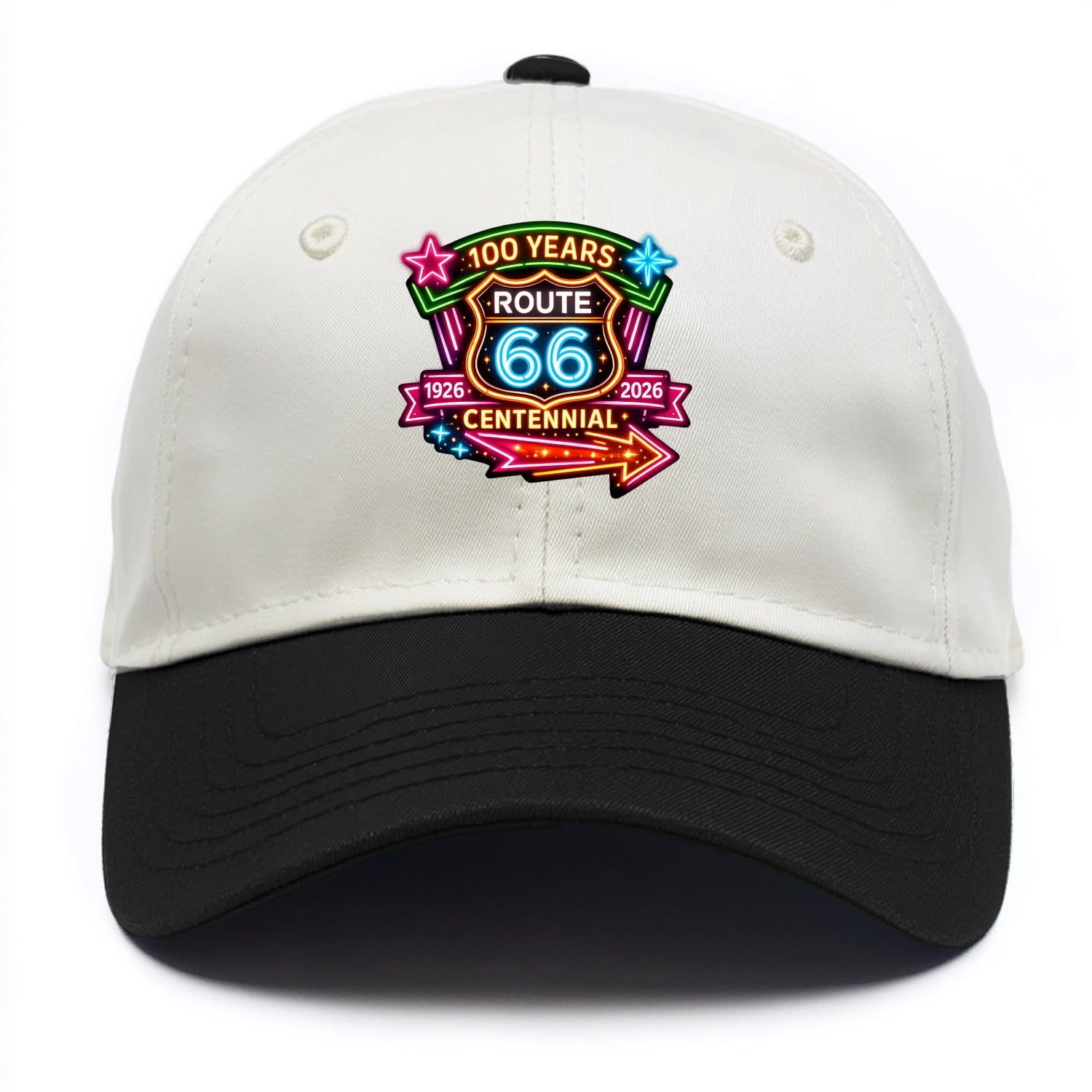 CENTENNIAL BADGE | 100 Years celebration emblem | 1926-2026 dates | Anniversary - Two Tone Cap - Black