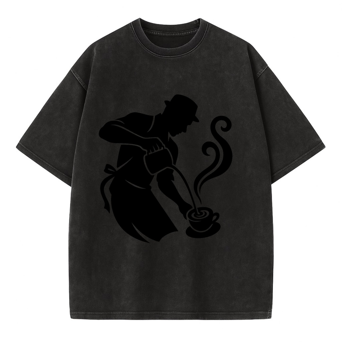 Barista creating latte art - Vintage T-shirt - Black