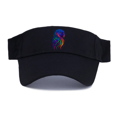 Vibrant parrot with feathers flowing into tropical rainbow streams, every color of the - Visor - Black